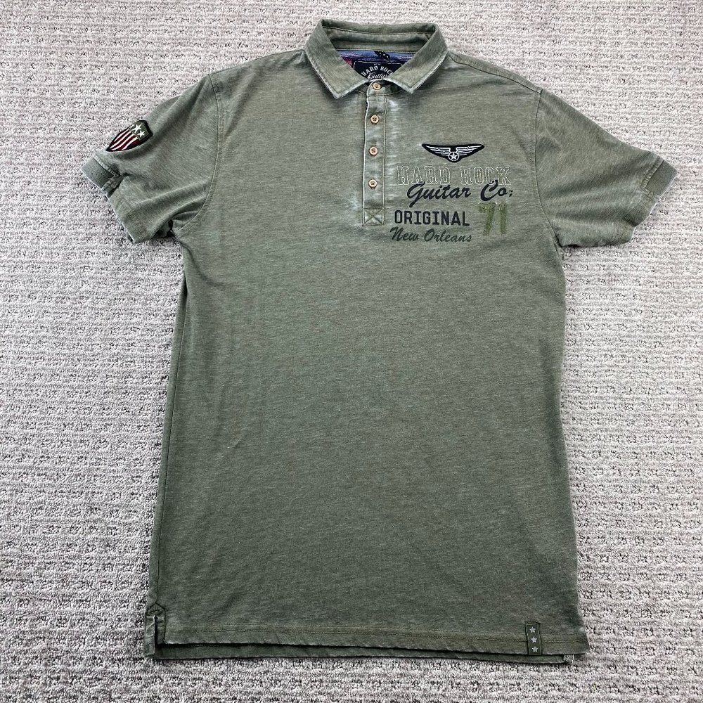 Hard Rock Guitar Company Polo Shirt Men Medium M Green 71 Original New Orleans